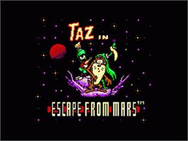 Title screen of Taz in Escape from Mars on the Sega Game Gear.