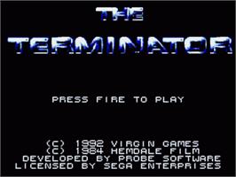 Title screen of Terminator on the Sega Game Gear.