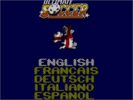 Title screen of Ultimate Soccer on the Sega Game Gear.