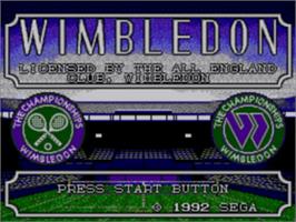 Title screen of Wimbledon Championship Tennis on the Sega Game Gear.