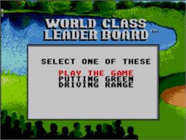 Title screen of World Class Leaderboard on the Sega Game Gear.