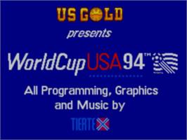 Title screen of World Cup USA '94 on the Sega Game Gear.