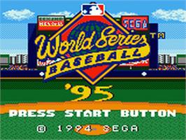 Title screen of World Series Baseball '95 on the Sega Game Gear.