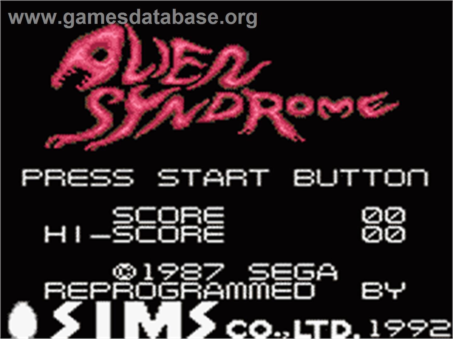 Alien Syndrome - Sega Game Gear - Artwork - Title Screen