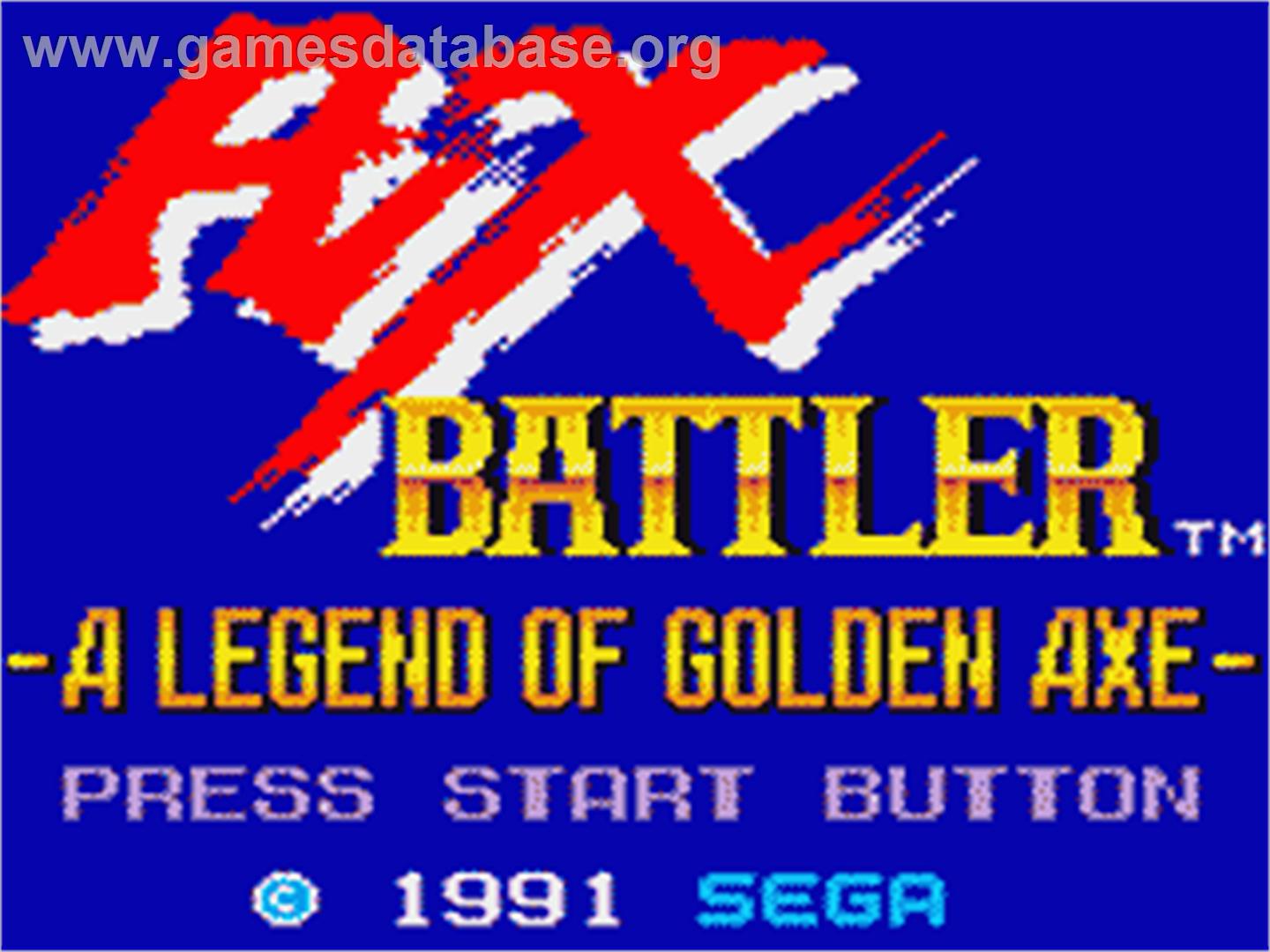 Ax Battler: A Legend of Golden Axe - Sega Game Gear - Artwork - Title Screen