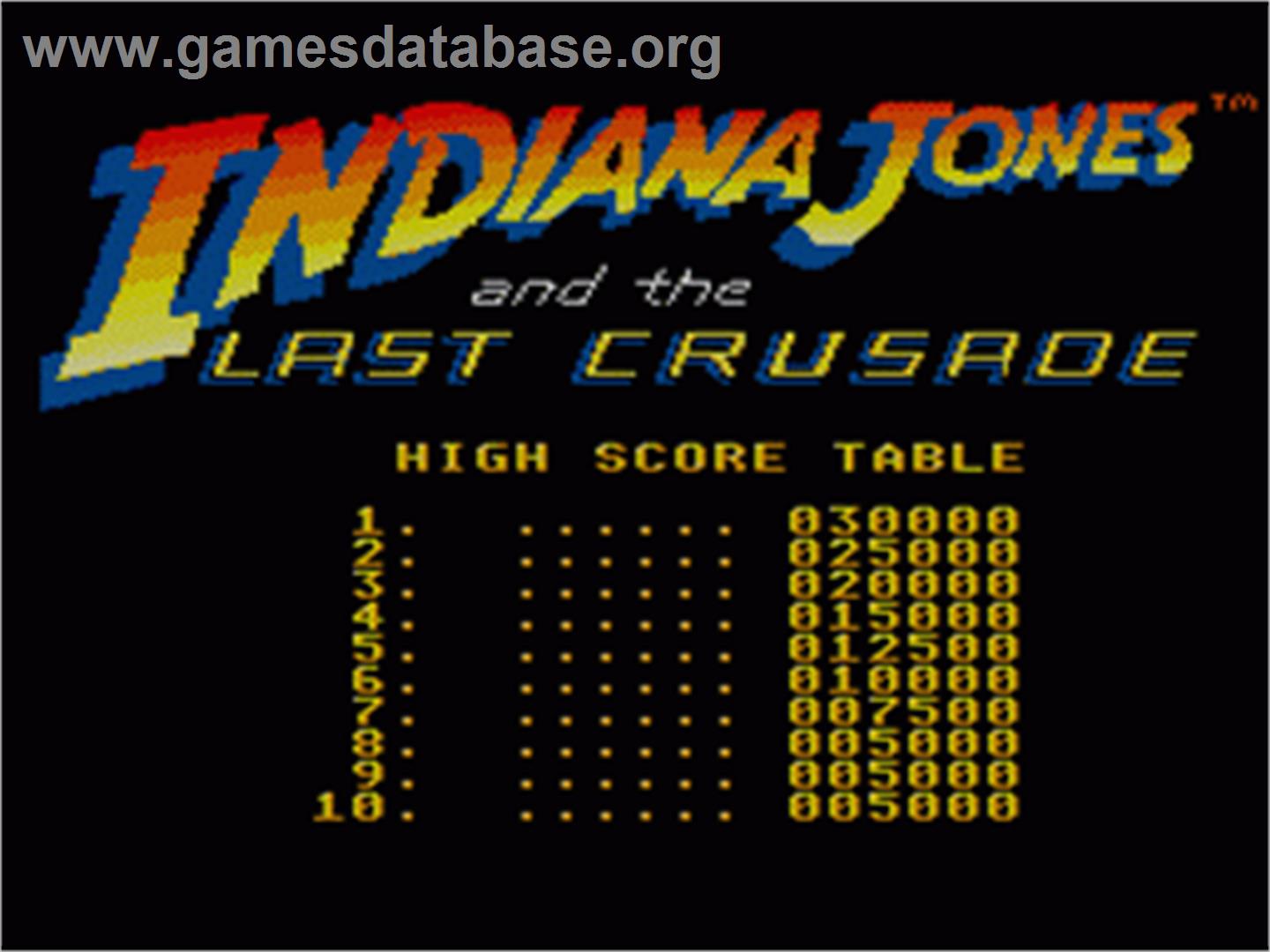 Indiana Jones and the Last Crusade: The Action Game - Sega Game Gear - Artwork - Title Screen