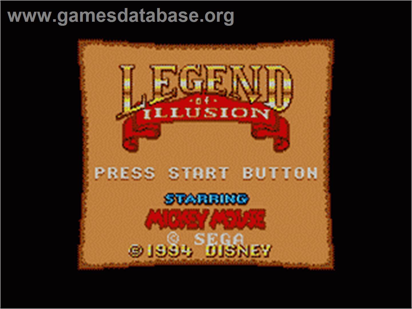 Legend of Illusion starring Mickey Mouse - Sega Game Gear - Artwork - Title Screen
