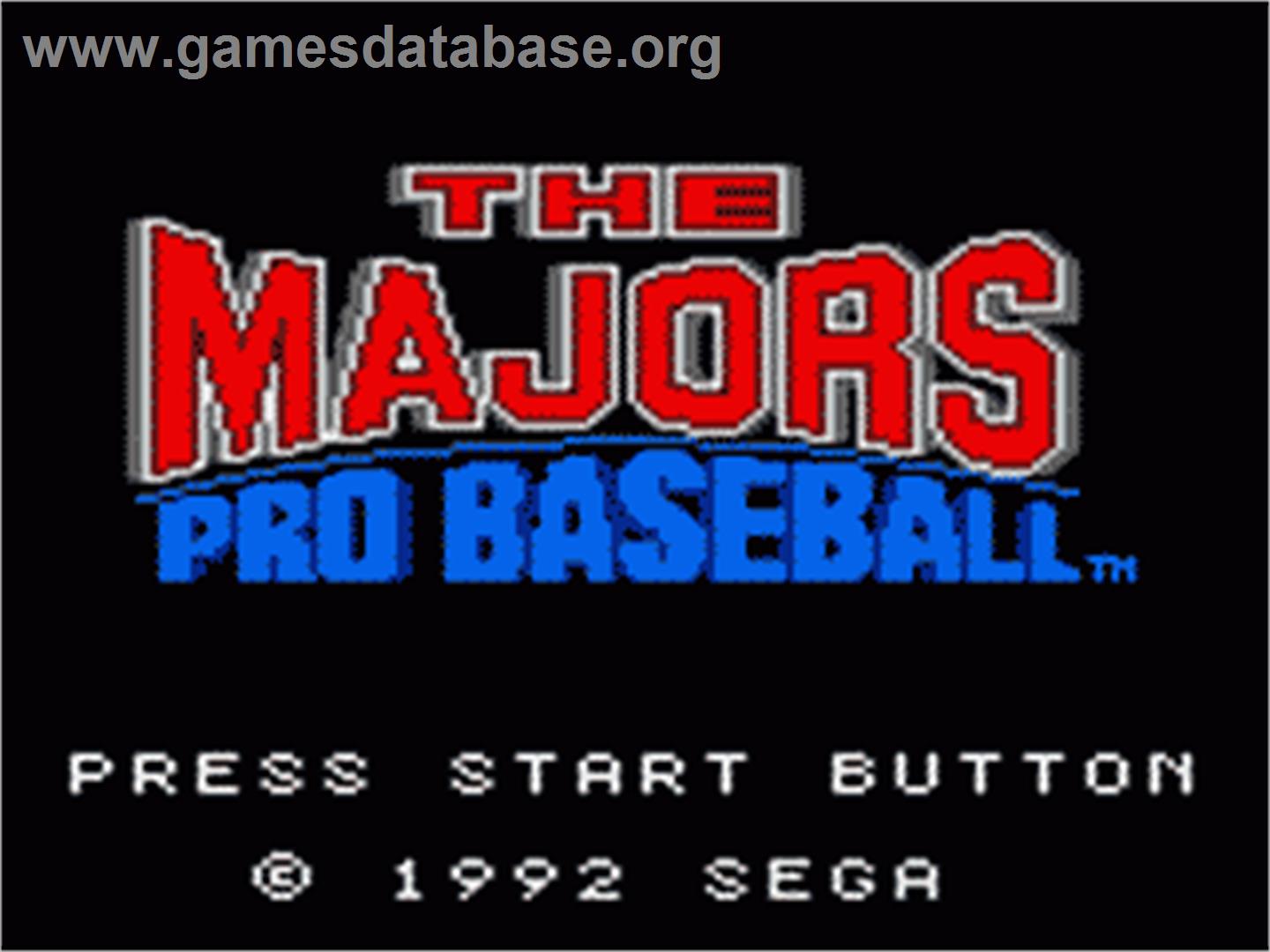 Majors Pro Baseball - Sega Game Gear - Artwork - Title Screen