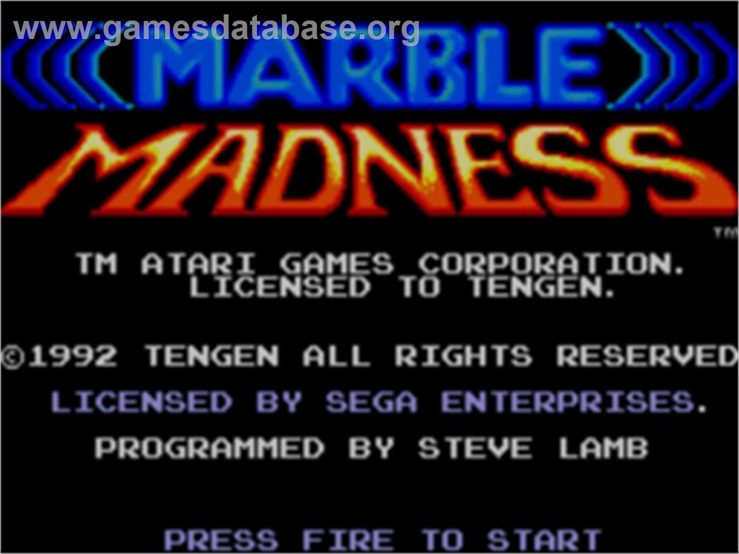 Marble Madness - Sega Game Gear - Artwork - Title Screen