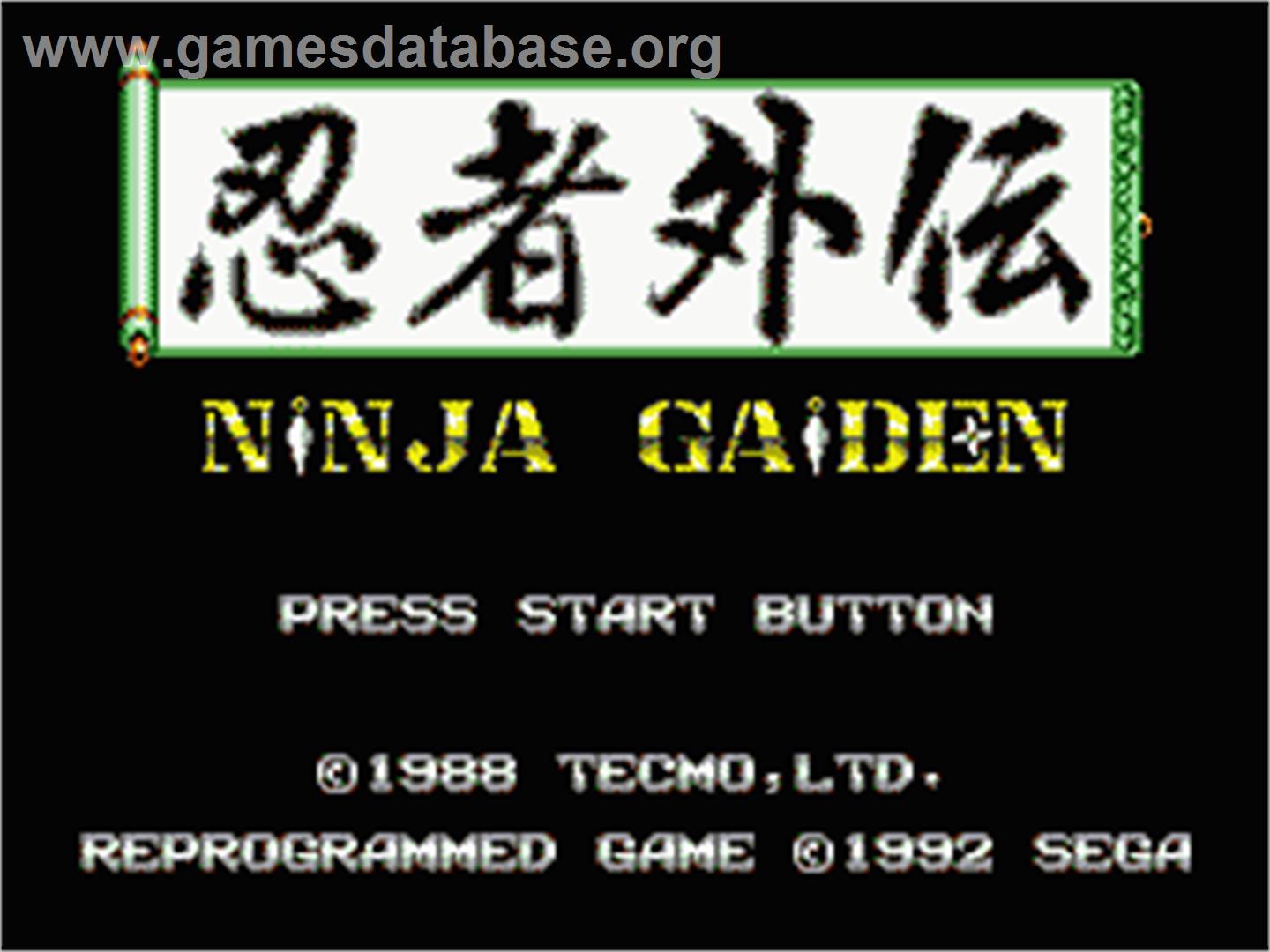 Ninja Gaiden - Sega Game Gear - Artwork - Title Screen