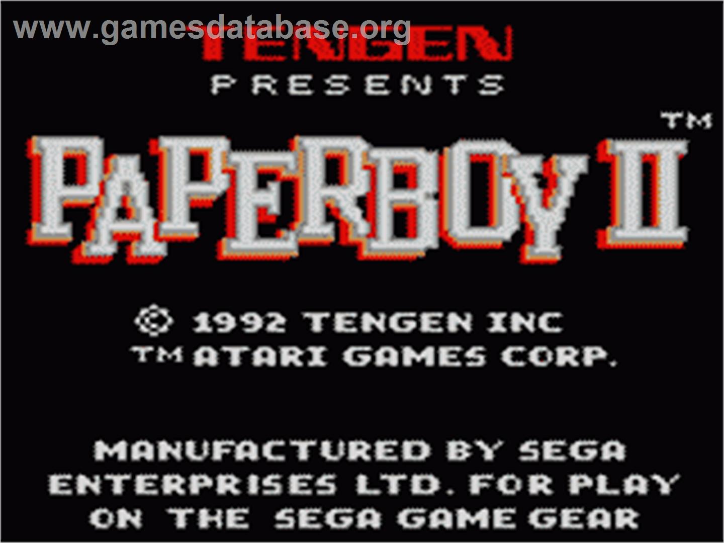 Paperboy 2 - Sega Game Gear - Artwork - Title Screen