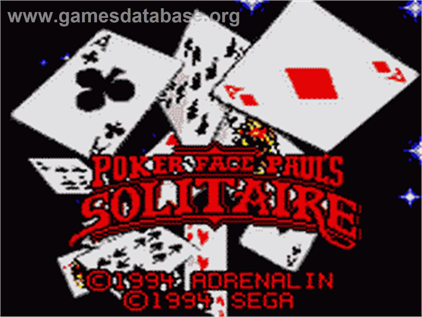Poker Face Paul's Solitaire - Sega Game Gear - Artwork - Title Screen