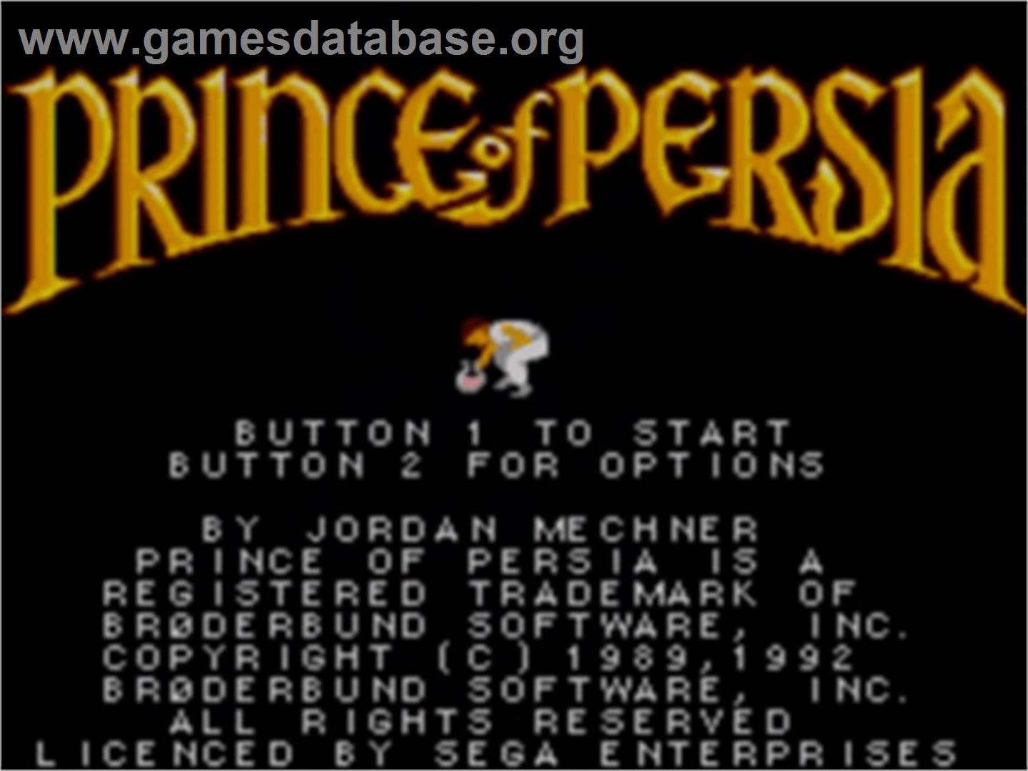 Prince of Persia - Sega Game Gear - Artwork - Title Screen