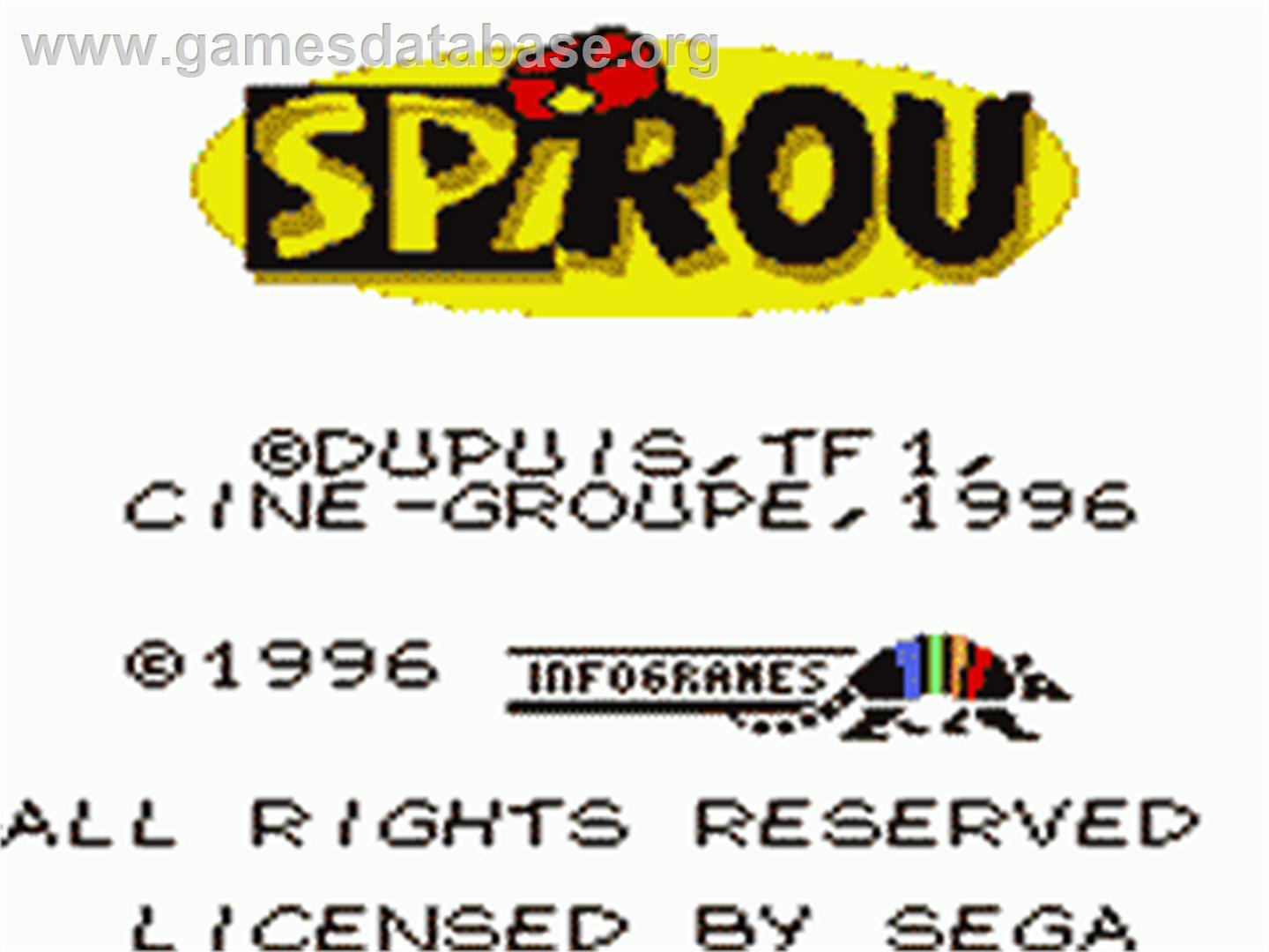 Spirou - Sega Game Gear - Artwork - Title Screen