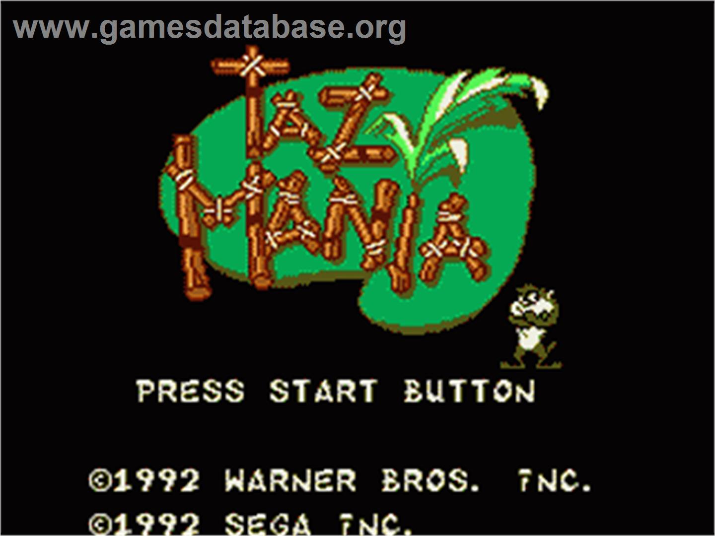 Taz-Mania: The Search for the Lost Seabirds - Sega Game Gear - Artwork - Title Screen