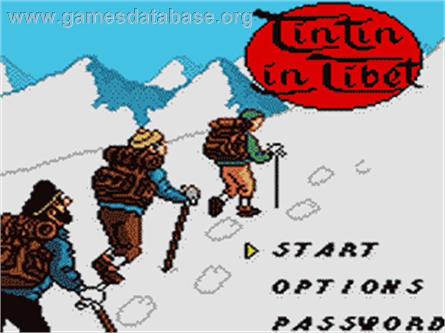 Tintin in Tibet - Sega Game Gear - Artwork - Title Screen