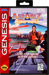 Box cover for Aerobiz Supersonic on the Sega Genesis.