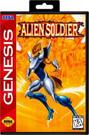 Box cover for Alien Soldier on the Sega Genesis.