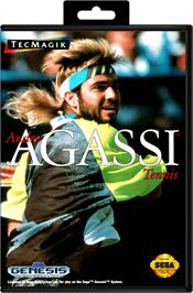 Box cover for Andre Agassi Tennis on the Sega Genesis.