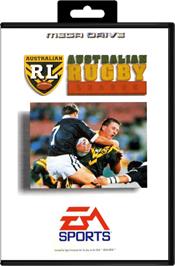Box cover for Australian Rugby League on the Sega Genesis.