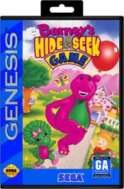 Box cover for Barney's Hide and Seek Game on the Sega Genesis.
