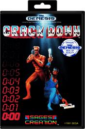 Box cover for Crack Down on the Sega Genesis.
