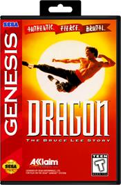 Box cover for Dragon: The Bruce Lee Story on the Sega Genesis.