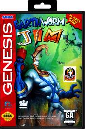 Box cover for Earthworm Jim on the Sega Genesis.