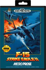 Box cover for F-15 Strike Eagle II on the Sega Genesis.