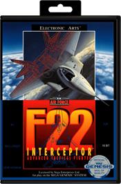 Box cover for F-22 Interceptor on the Sega Genesis.