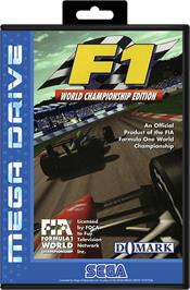 Box cover for F1 World Championship Edition on the Sega Genesis.