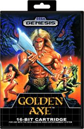 Box cover for Golden Axe on the Sega Genesis.
