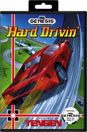 Box cover for Hard Drivin' on the Sega Genesis.