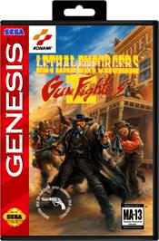 Box cover for Lethal Enforcers II: Gun Fighters on the Sega Genesis.