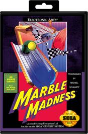 Box cover for Marble Madness on the Sega Genesis.