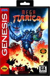 Box cover for Mega Turrican on the Sega Genesis.