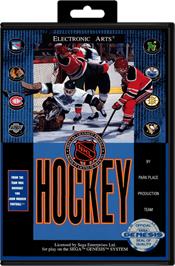 Box cover for NHL Hockey on the Sega Genesis.