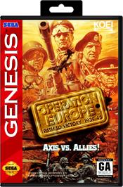 Box cover for Operation Europe: Path to Victory 1939-45 on the Sega Genesis.