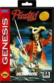 Box cover for Pirates! Gold on the Sega Genesis.