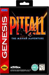 Box cover for Pitfall: The Mayan Adventure on the Sega Genesis.