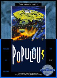 Box cover for Populous on the Sega Genesis.