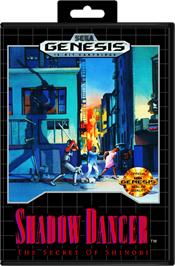 Box cover for Shadow Dancer: The Secret of Shinobi on the Sega Genesis.