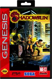 Box cover for Shadowrun on the Sega Genesis.