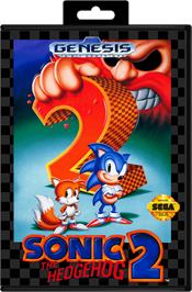 Box cover for Sonic The Hedgehog 2 on the Sega Genesis.
