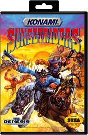 Box cover for Sunset Riders on the Sega Genesis.
