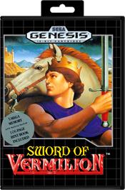 Box cover for Sword of Vermilion on the Sega Genesis.