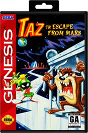 Box cover for Taz in Escape from Mars on the Sega Genesis.