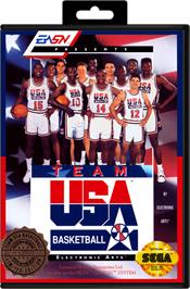 Box cover for Team USA Basketball on the Sega Genesis.