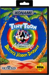 Box cover for Tiny Toon Adventures: Buster's Hidden Treasure on the Sega Genesis.