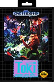 Box cover for Toki: Going Ape Spit on the Sega Genesis.